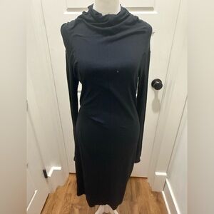 Plein Sud Jeans. Black Lightweight Turtleneck Midi Dress. Size 12.